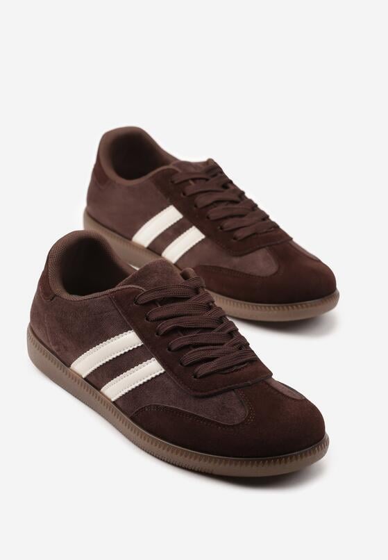 Brązowe Buty Sportowe Sneakersy z Paskami z Boku Nalovelle 2