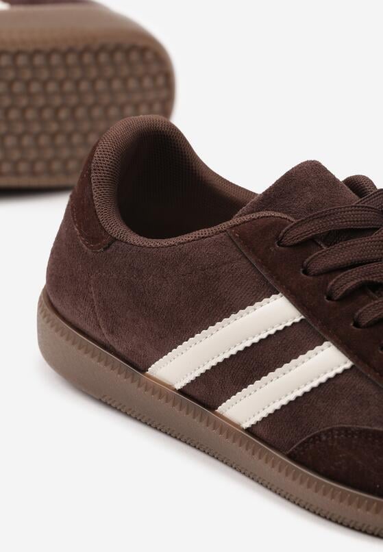 Brązowe Buty Sportowe Sneakersy z Paskami z Boku Nalovelle 3
