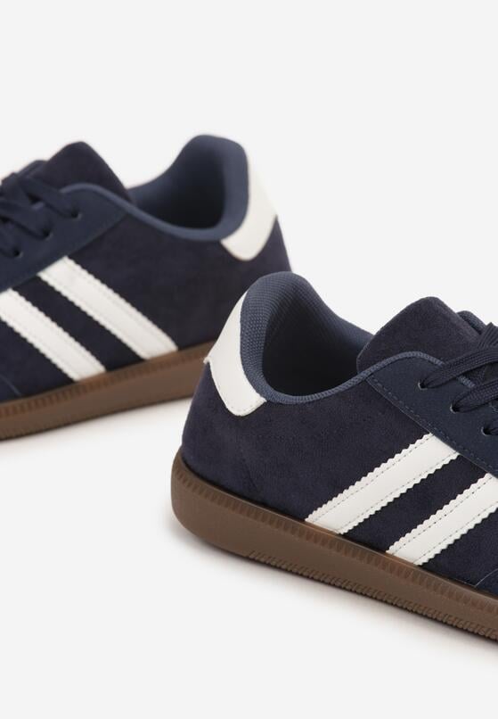 Granatowe Buty Sportowe Sneakersy z Paskami z Boku Nalovelle 3