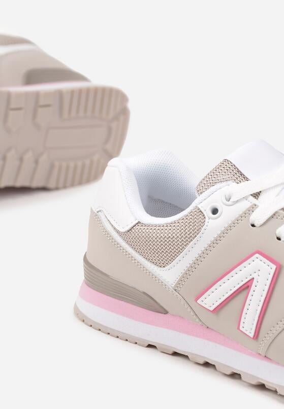 Ciemnobeżowe Sneakersy z Geometrycznym Wzorem Rilanea 6