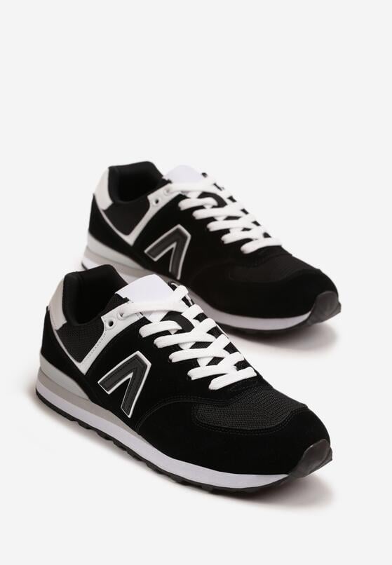 Czarno-Białe Buty Sportowe Sneakersy z Ozdobną Aplikacją Rilazea 2