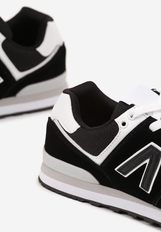 Czarno-Białe Buty Sportowe Sneakersy z Ozdobną Aplikacją Rilazea 3