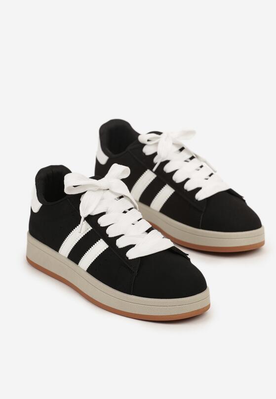 Czarno-Białe Buty Sportowe Sneakersy z Paskami z Boku Riliannea 2