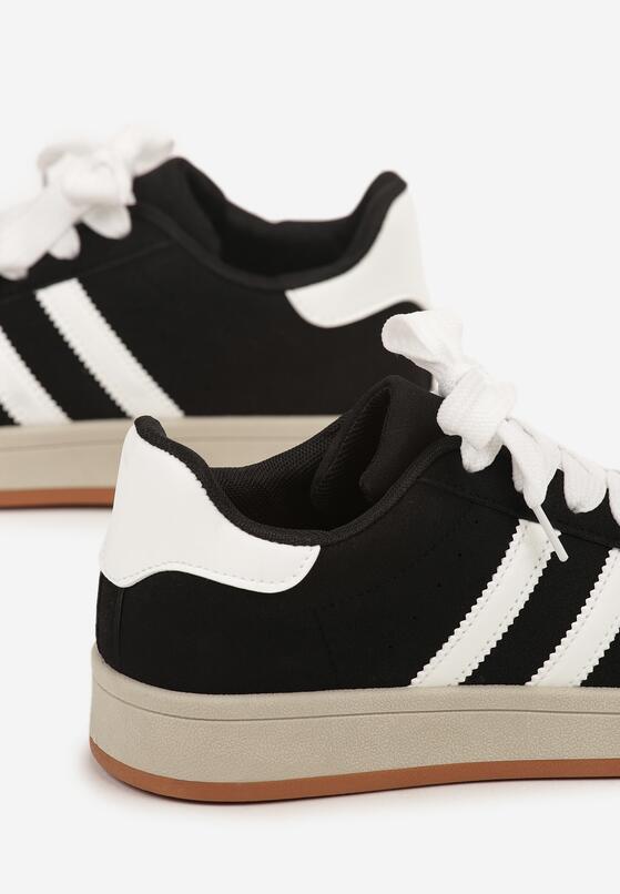 Czarno-Białe Buty Sportowe Sneakersy z Paskami z Boku Riliannea 3