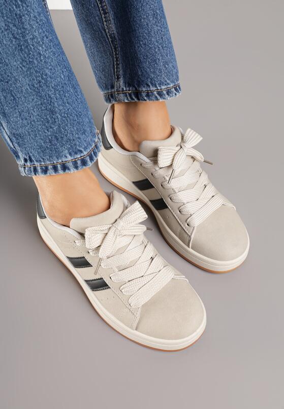 Beżowo-Czarne Sneakersy z Ozdobnymi Paskami Rilanira 3