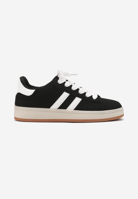 Czarno-Białe Sneakersy z Ozdobnymi Paskami Rilanira 4