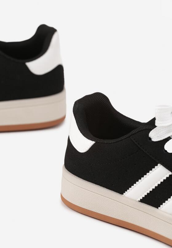 Czarno-Białe Sneakersy z Ozdobnymi Paskami Rilanira 6