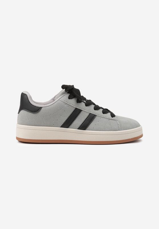 Szaro-Czarne Sneakersy z Ozdobnymi Paskami Rilanira 4