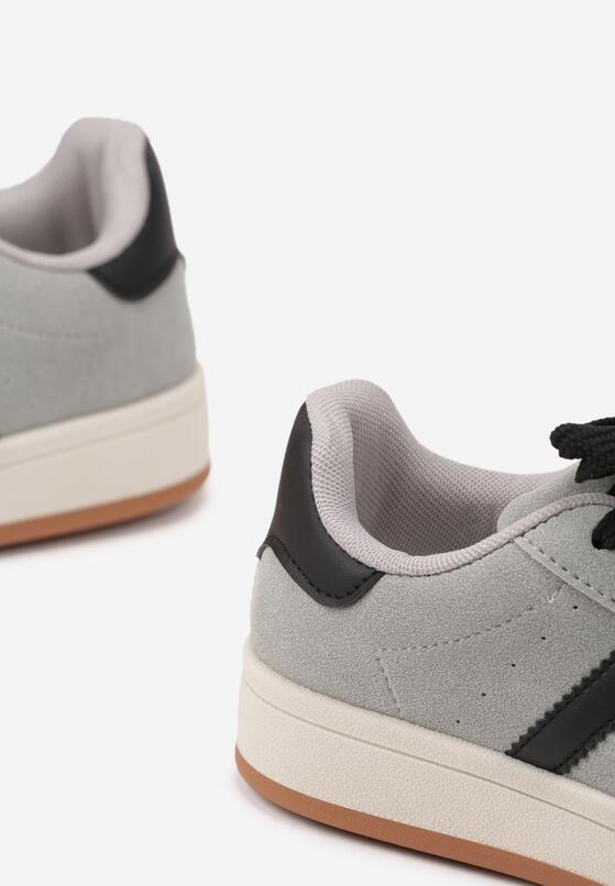 Szaro-Czarne Sneakersy z Ozdobnymi Paskami Rilanira 6