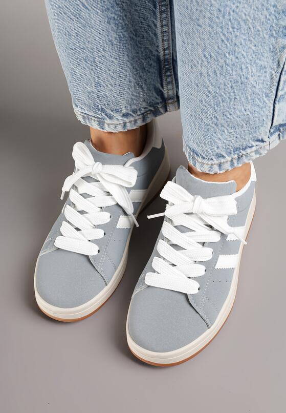 Szaro-Białe Sneakersy z Ozdobnymi Paskami Rilanira 3