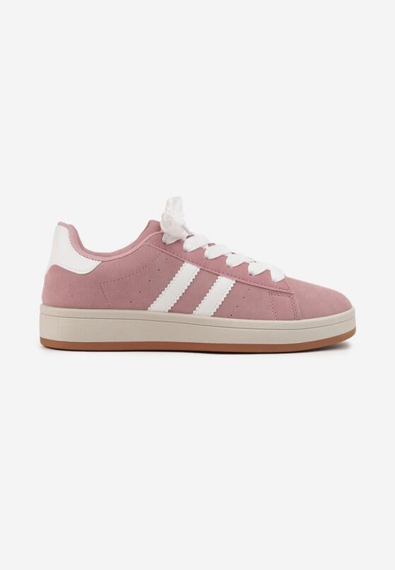 Różowo-Białe Sneakersy z Ozdobnymi Paskami Rilanira 4