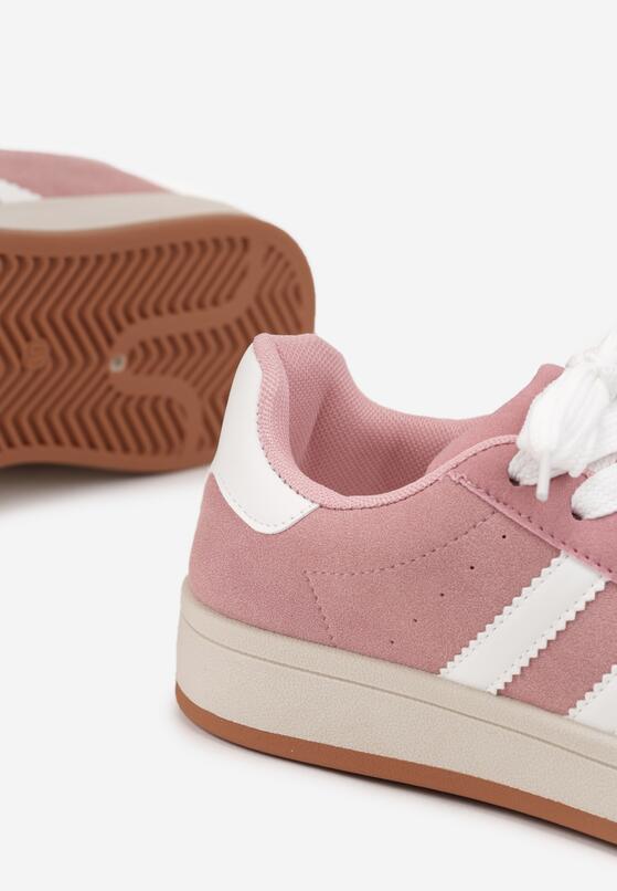 Różowo-Białe Sneakersy z Ozdobnymi Paskami Rilanira 6