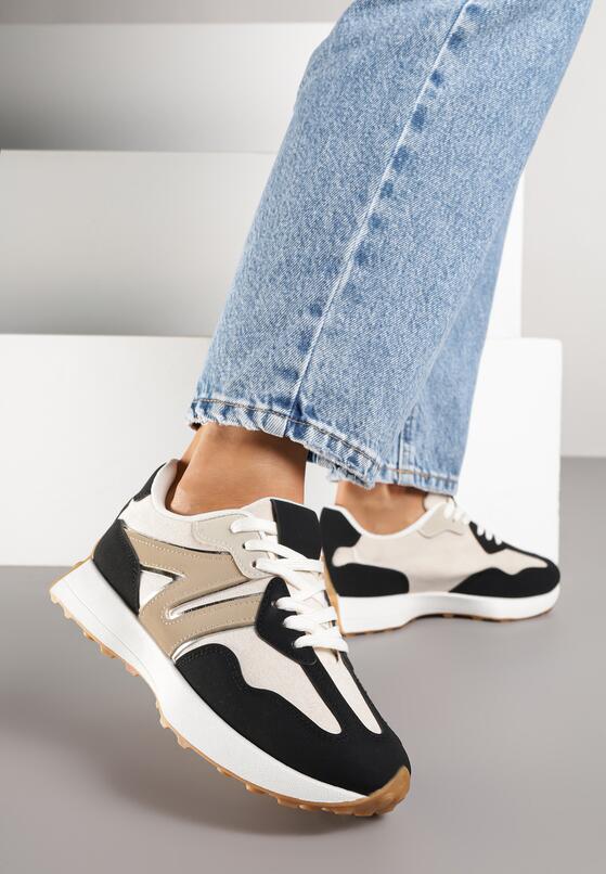 Czarne Sneakersy z Geometrycznym Wzorem Rilestra 2