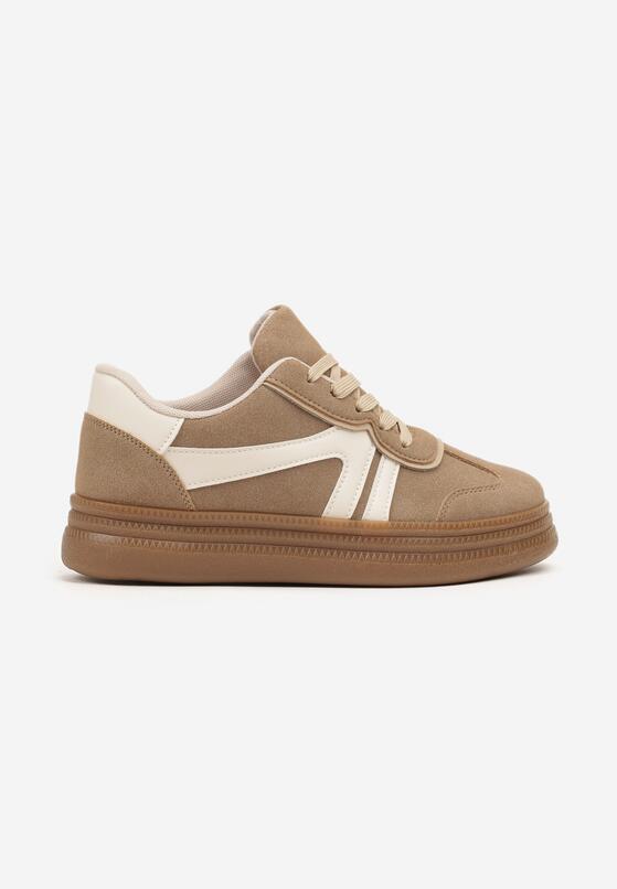 Beżowe Sneakersy w Stylu Tenisówek z Paskami Wiatalle 4