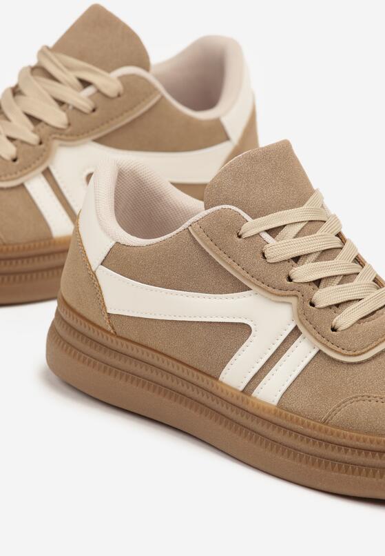 Beżowe Sneakersy w Stylu Tenisówek z Paskami Wiatalle 6