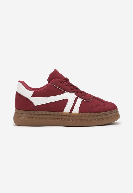 Bordowe Sneakersy w Stylu Tenisówek z Paskami Wiatalle 4