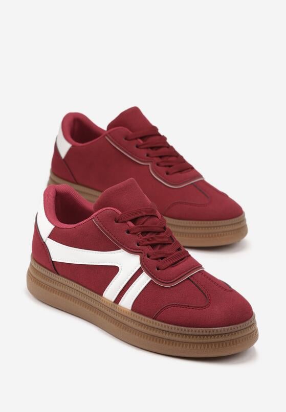 Bordowe Sneakersy w Stylu Tenisówek z Paskami Wiatalle 5