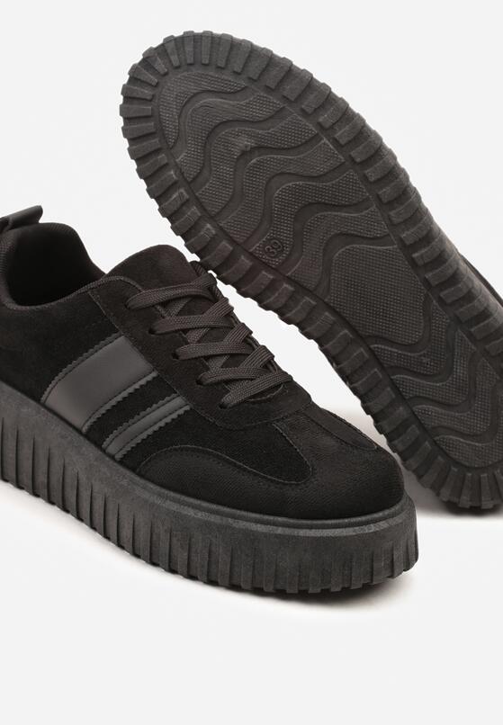 Czarne Sneakersy na Grubej Podeszwie z Tłoczeniem Rilunessa 6