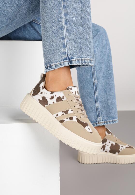 Czarno-Białe Sneakersy na Grubej Podeszwie z Tłoczeniem Rilunessa 2