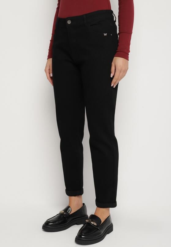 Czarne Casualowe Jeansy o Kroju Mom Fit Arettia 1
