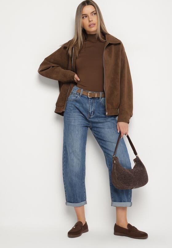 Niebieskie Jeansy o Kroju Mom Fit z Regularnym Stanem Rilarisse 2