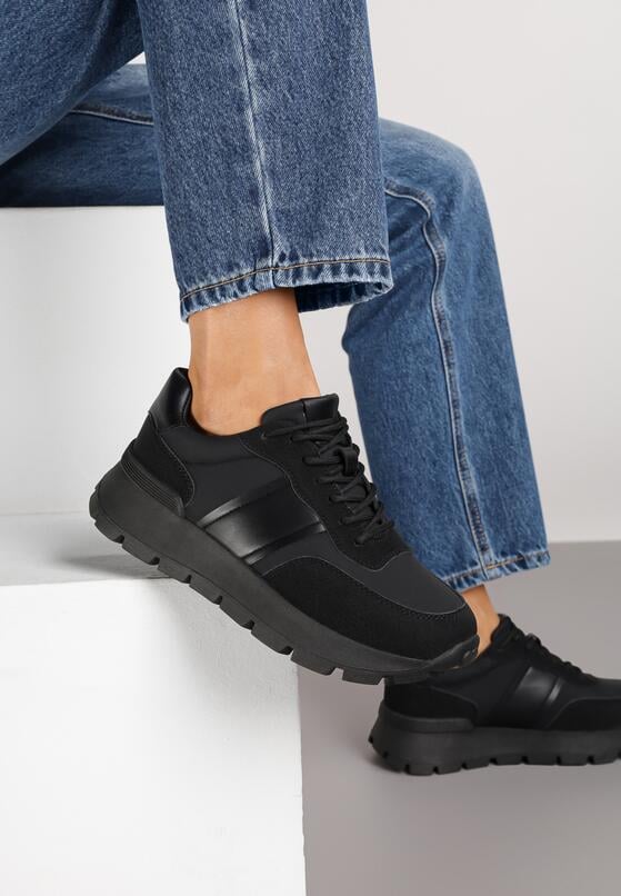 Czarne Sneakersy na Grubej Podeszwie Ellitte 2