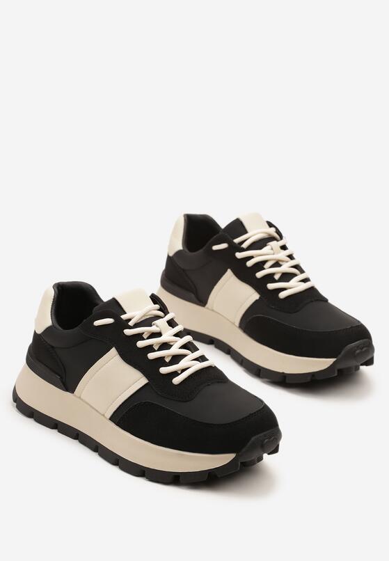 Czarno-Beżowe Sneakersy na Grubej Podeszwie Ellitte 5