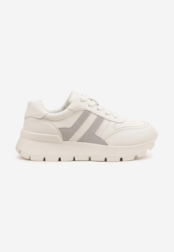 Biało-Szare Sneakersy z Ozdobnymi Przeszyciami Alentia 4