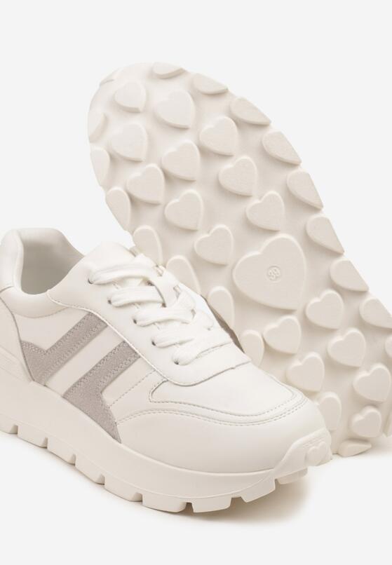 Biało-Szare Sneakersy z Ozdobnymi Przeszyciami Alentia 6