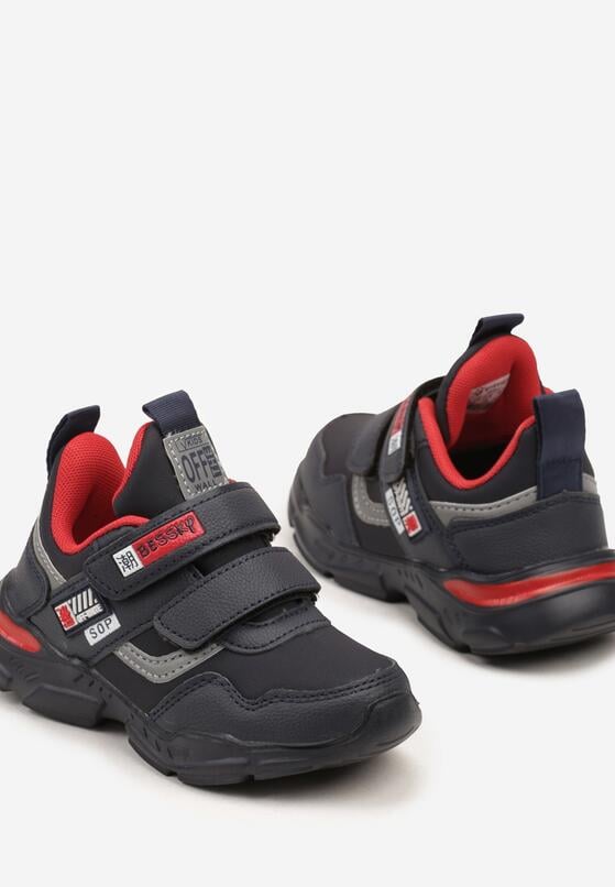 Niebiesko-Czerwone Buty Sportowe Sneakersy ze Skórzaną Wkładką i Zapięciem na Rzep Yvarise 3