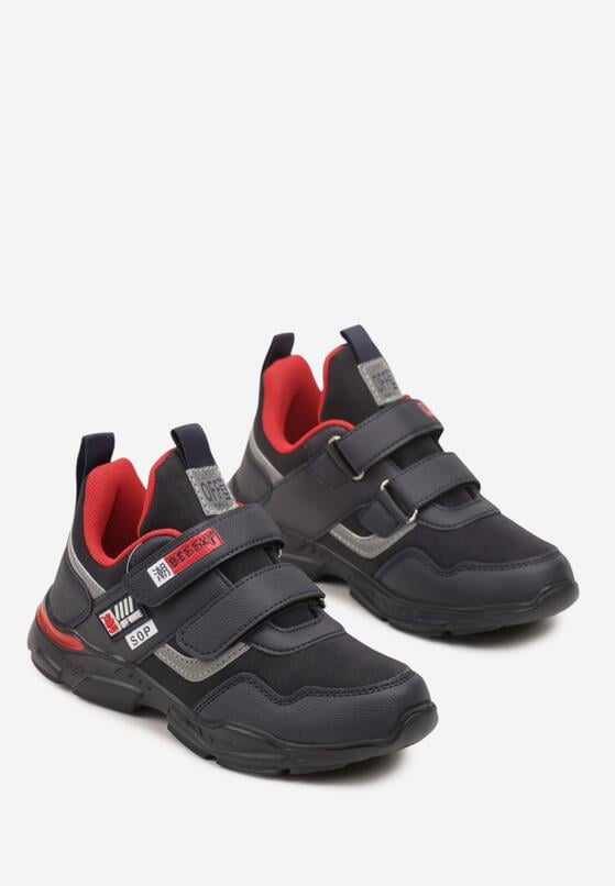 Niebiesko-Czerwone Buty Sportowe Sneakersy ze Skórzaną Wkładką i Ozdobami Riloreia 2