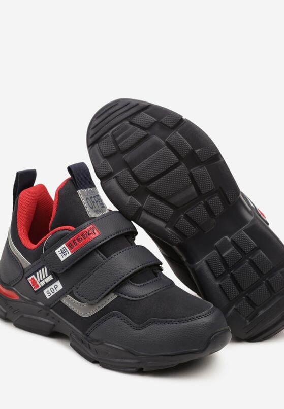 Niebiesko-Czerwone Buty Sportowe Sneakersy ze Skórzaną Wkładką i Ozdobami Riloreia 3