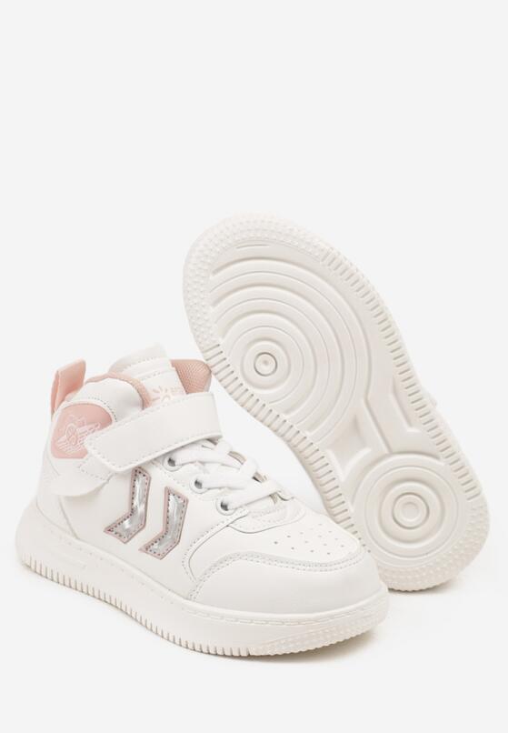 Biało-Różowe Buty Sportowe Sneakersy ze Skórzaną Wkładką i Perforacją Seadrie 3