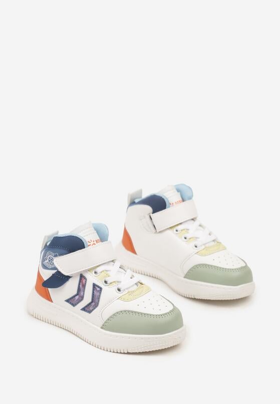 Biało-Zielone Buty Sportowe Sneakersy ze Skórzaną Wkładką i Perforacją Seadrie 2