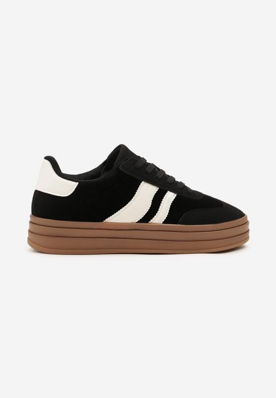 Czarne Sneakersy w Stylu Klasycznych Tenisówek na Grubej Podeszwie Tuluvia 4