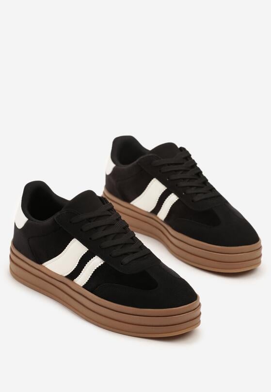 Czarne Sneakersy w Stylu Klasycznych Tenisówek na Grubej Podeszwie Tuluvia 5