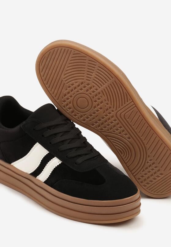 Czarne Sneakersy w Stylu Klasycznych Tenisówek na Grubej Podeszwie Tuluvia 6