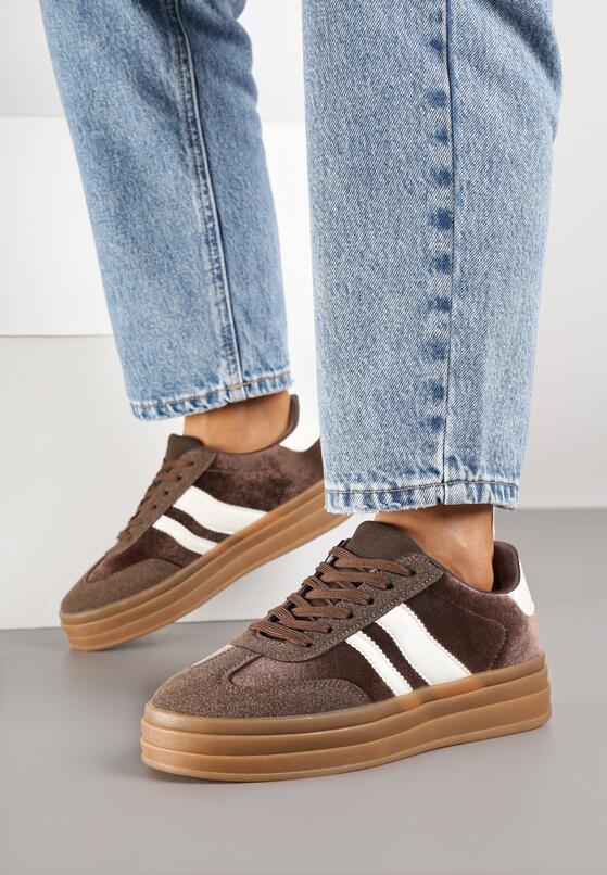 Brązowe Sneakersy w Stylu Klasycznych Tenisówek na Grubej Podeszwie Tuluvia 2