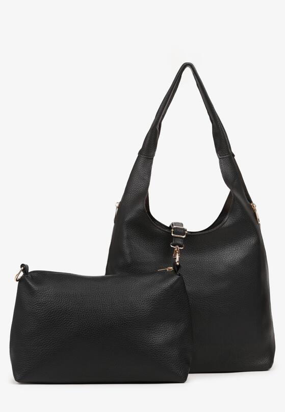 Czarna Torebka Typu Shopper z Saszetką Fesandia 1