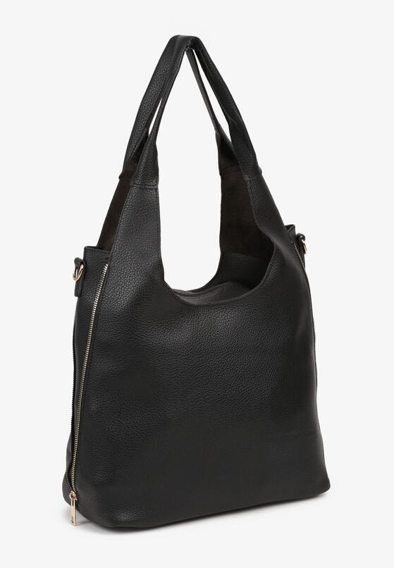 Czarna Torebka Typu Shopper z Saszetką Fesandia 2