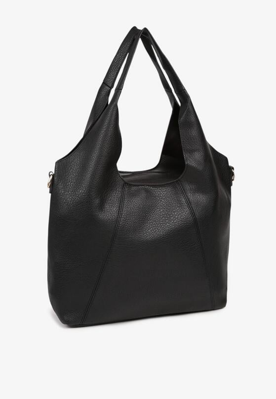 Czarna Torebka Typu Shopper z Przeszyciami Latarina 2