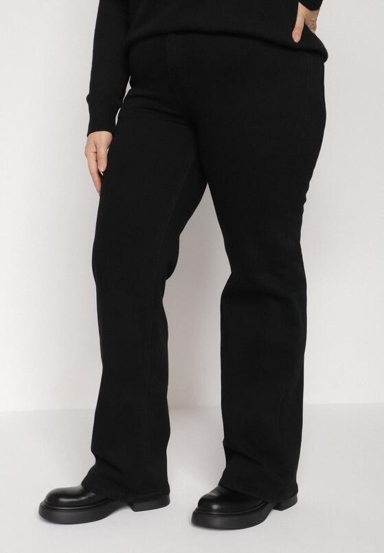 Czarne Szerokie Jeansy z Wysokim Stanem z Bawełną i Dodatkiem Wiskozy Eprevia 1