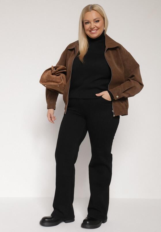 Czarne Szerokie Jeansy z Wysokim Stanem z Bawełną i Dodatkiem Wiskozy Eprevia 2