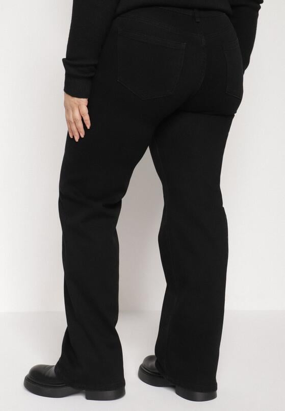 Czarne Szerokie Jeansy z Wysokim Stanem z Bawełną i Dodatkiem Wiskozy Eprevia 3