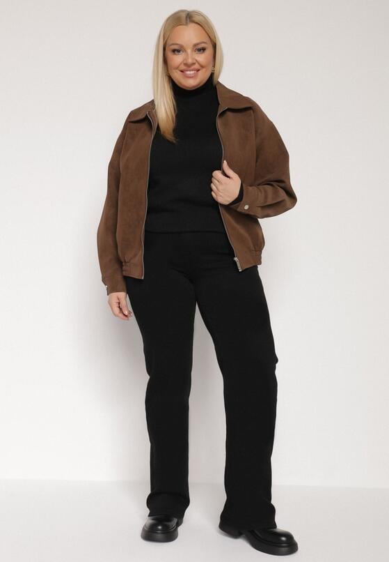 Czarne Szerokie Jeansy z Wysokim Stanem z Bawełną i Dodatkiem Wiskozy Eprevia 4