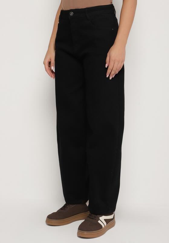 Czarne Jeansy o Kroju Slouchy z Regularnym Stanem Fesinasa 1