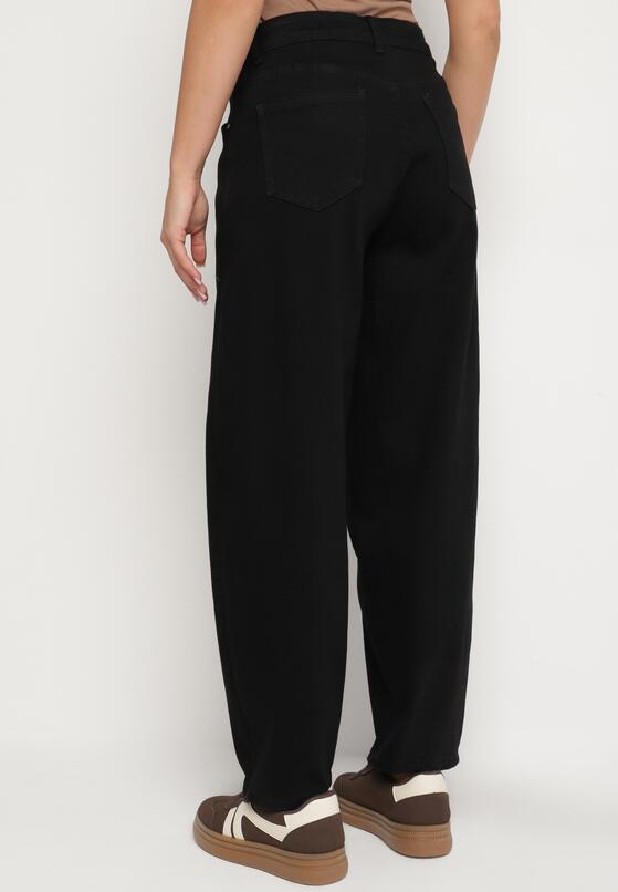 Czarne Jeansy o Kroju Slouchy z Regularnym Stanem Fesinasa 3