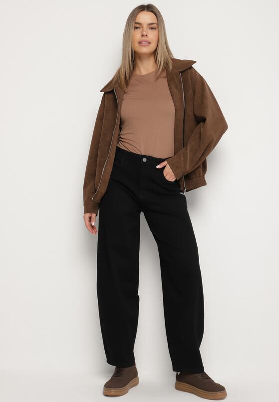 Czarne Jeansy o Kroju Slouchy z Regularnym Stanem Fesinasa 4