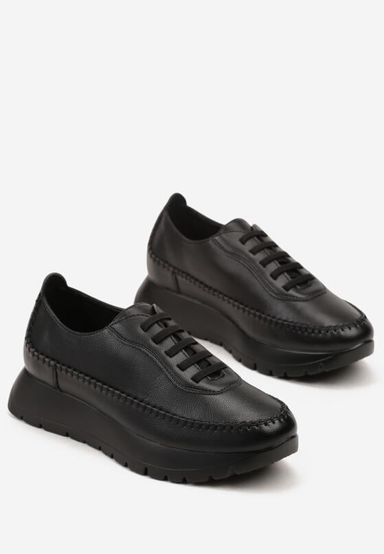 Czarne Sneakersy na Grubej Podeszwie z Elastycznymi Sznurówkami Tulemarie 5