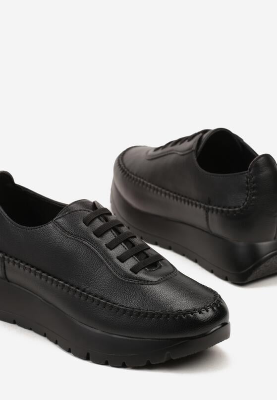 Czarne Sneakersy na Grubej Podeszwie z Elastycznymi Sznurówkami Tulemarie 6